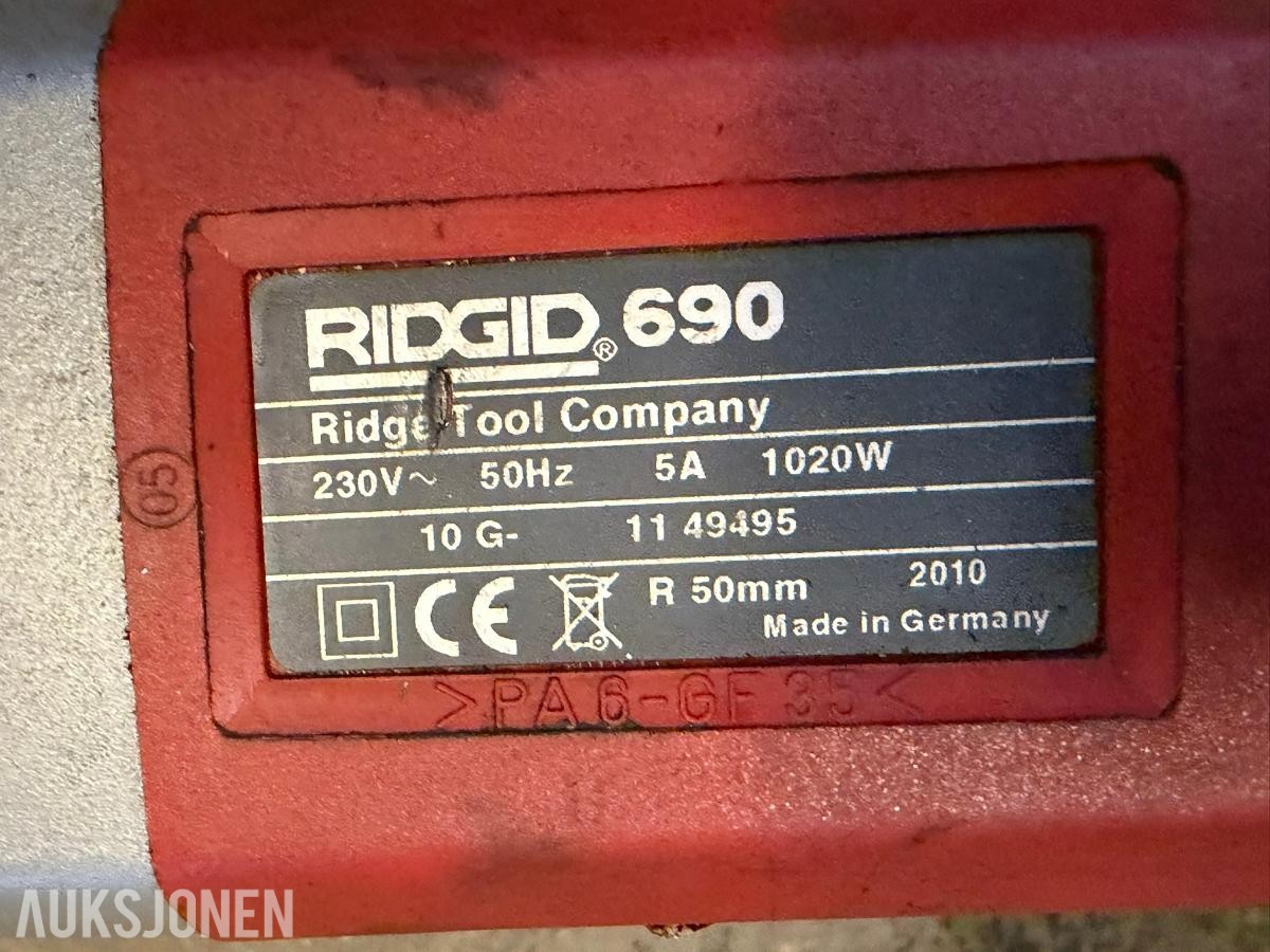 2010 Ridgid 690 elektrisk rørgjenger med gjengehoder og metallkoffert