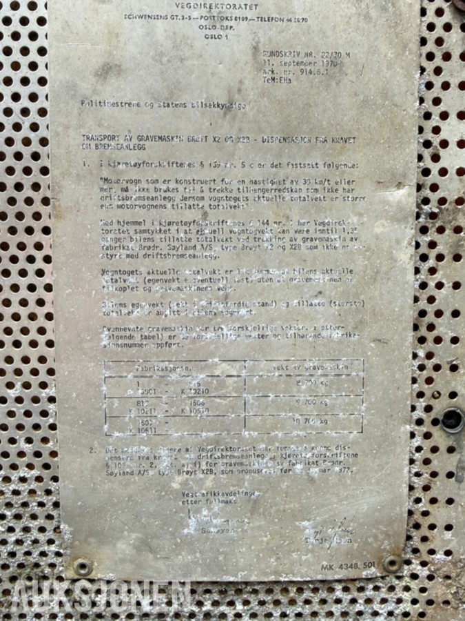 1971 Brøyt X2B gravemaskin – 4-hjuls – Skuffe – Prosjekt/restaureringsobjekt