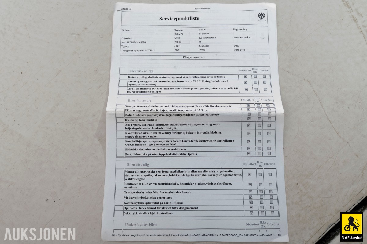 2019 Volkswagen Transporter TDI 4MOTION AUTOMAT HENGERFESTE INNREDNING VARMER KAMERA