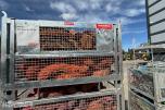 Stort parti rundsling/løftestropper i 3 stålbur