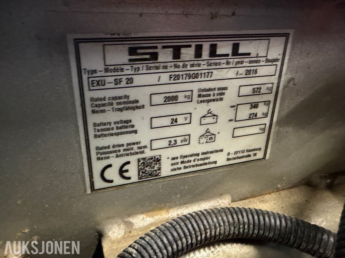 2012 Still elektrisk palletruck - 5256 timer- lader