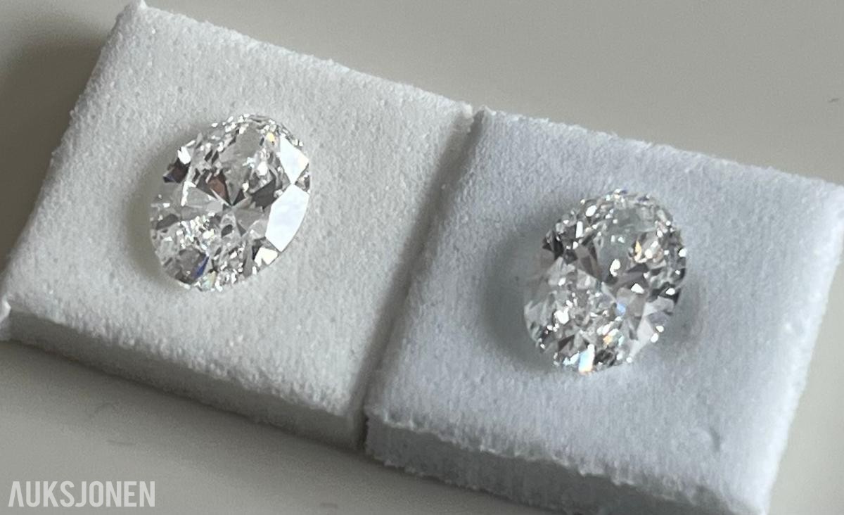 TO DIAMANTER PÅ 2,00CT TOTALT | D/VVS2 | OVAL BRILLIANT CUT | IGI