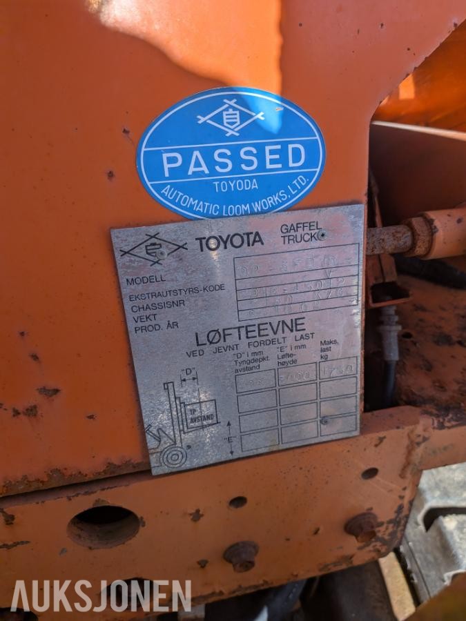 1985 Toyota gaffeltruck  3FD-18 rep objekt - ingen minstepris