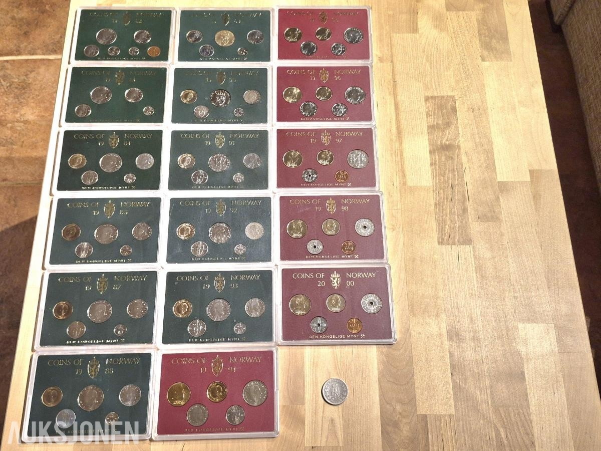 Norges bank-Myntsett samling-2kr 1878 Sølv, 1982-2000
