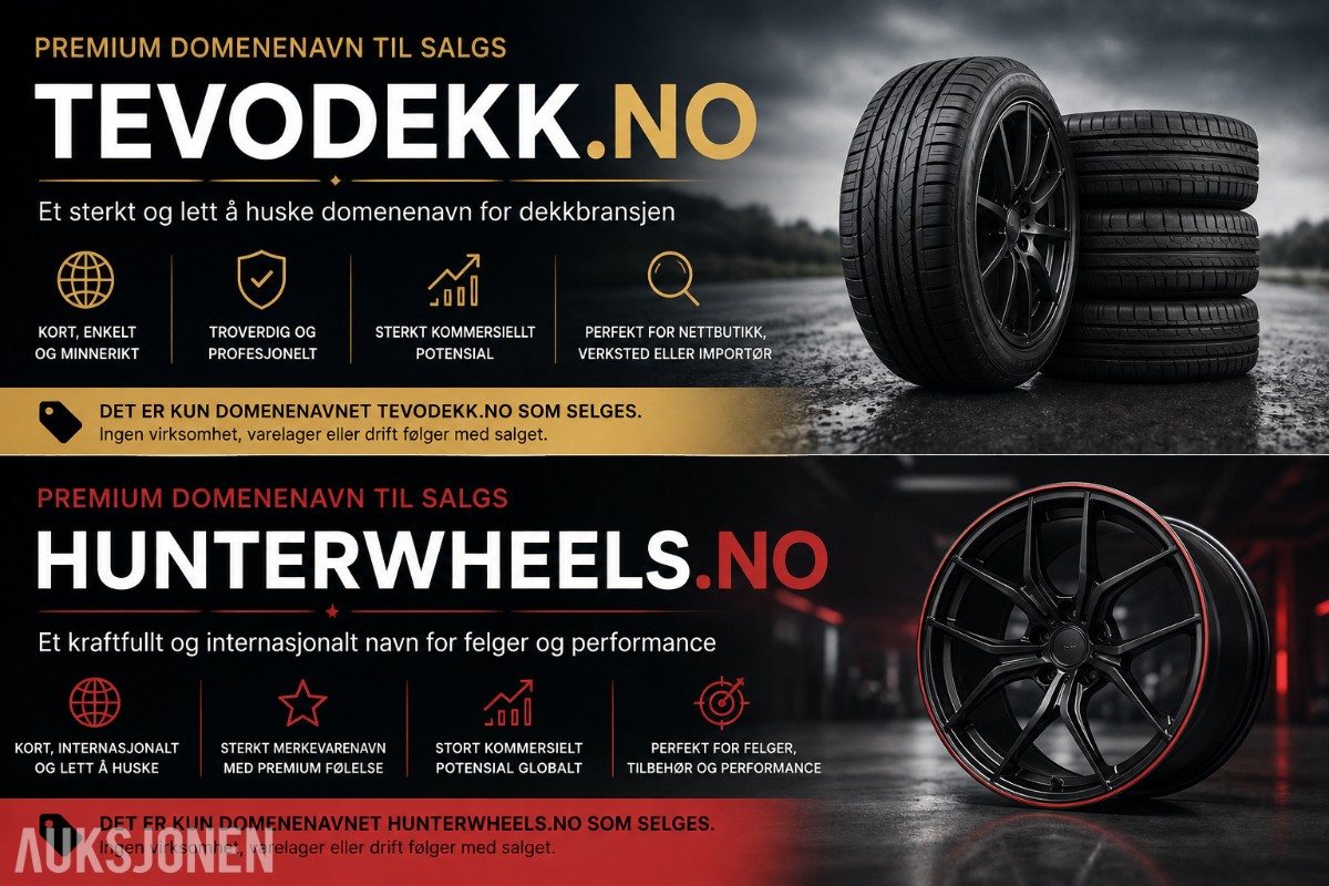 To attraktive domenenavn til salgs – Tevodekk.no & Hunterwheels.no