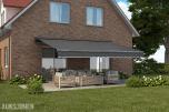 TERRASSEMARKISE 450X300CM BREDDE/UTFALL - MOTORSTYRT - KASSETTMARKISE - HELT NY