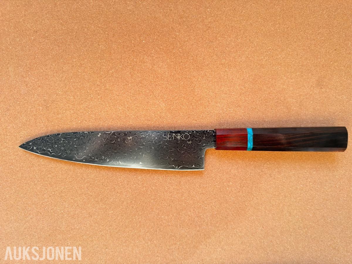 48 TIMERS AUKSJON - Senko 67-lags Damascus 2-delt knivsett + Sashimi-kniv